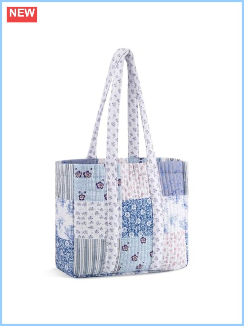 Quilted Patchwork Tote Bag Cotton Shoulder Bag for Women Casual Commuting Beach